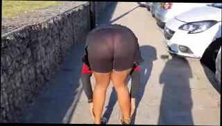 Watch the video about Sexy Girl Bending Over in Seethrough Shorts in a PUBLIC CAR PARK