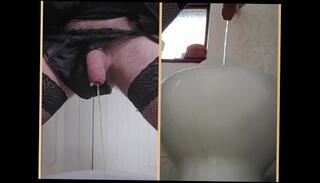 Video 1611077153: sissy crossdresser piss, pissing peeing fetish, sissy crossdresser solo, amateur sissy crossdresser, solo male piss, pissing toilet, fishnet piss, stockings pissing