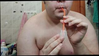 Watch the video about Chubby Russian Man Jerking and Eating own Cum