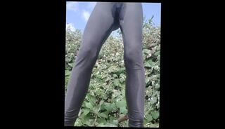 Video 947789203: amateur piss fetish, solo female pissing, amateur self piss, amateur public piss, piss desperation, pissing pants public, piss leggings, pissing outside