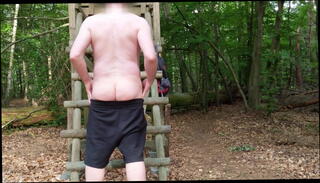 Watch the video about Guy stripping in the forest and wanking his cock to cum