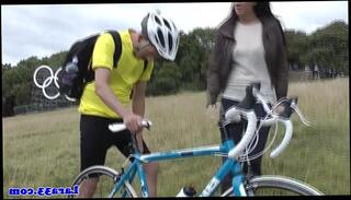 Watch the video about British mature picks up cyclist for fuck