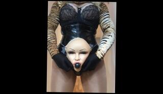 Watch the video about Kym's Unique Blowjob (trans, mask, female mask, crossdress, pantyhose, fetish, transformation)