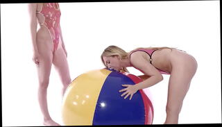 Video 1271323005: fetish lesbian toys, inflation fetish, lesbian toys masturbation, inflatable beach ball, teen girl masturbating