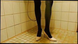 Video 1571203151: nude pantyhose, pantyhose high heels, nude shower, heels gay