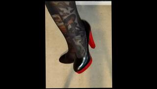 Video 1581944953: nylon feet fetish, nylon feet high heels, german nylon feet, black nylon feet, male feet fetish, solo nylons, amateur nylon, tattooed feet