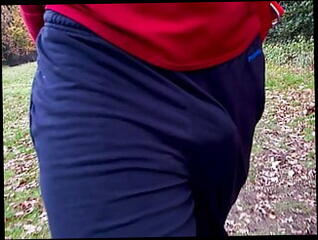 Watch the video about Slowmo of me with my dick flapping under my sweatpants during my morning walk in the woods