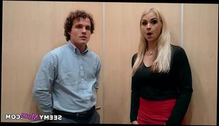 Watch the video about My boss' angry wife Sarah Vandella fucks me in the elevator