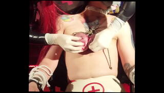 Video 612148145: latex lesbian slave, lesbian bdsm slave, medical latex, latex public