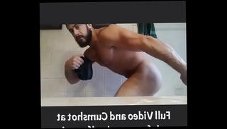 Watch the video about Hot Ripped Shaved Bodybuilder Flexing and Jerking off Big Dick last Year Throwback