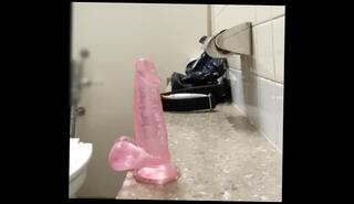 Watch the video about Dildo in anal in public toilet