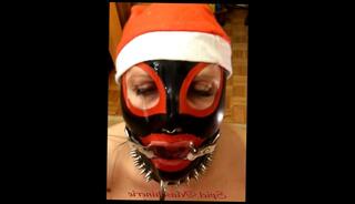 Watch the video about Jingle bells New Year's Eve latex Mrs. Claus ring gag dripping deepthroat