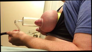 Video 792697501: pumped nipples, homemade pump, homemade straight