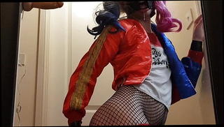 Watch the video about Harley quinn, double anal toys and huge plug