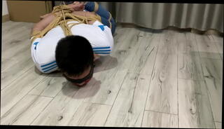 Video 1619296135: hogtied gagged, hogtied bondage, gay asian bondage, hogtied struggling, socks gagged, blindfolded white, boy struggles, gay short hair