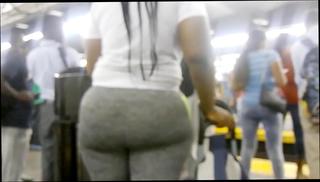 Watch the video about Bubble booty ebony milf in grey spandex