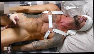 Watch the video about Guy 13 - Edging a Restrained, Blindfolded, Tattooed Cowboy Unti he Blows a HUGE Load