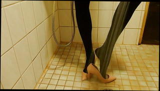 Video 1571132761: nylons high heels, pink nylon, heels gay, gay shower