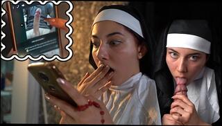 Watch the video about Naive Nun is tricked by WhatsApp and exorcises a cock