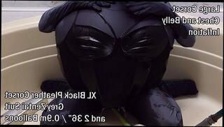 Video 1578483803: inflation expansion, solo amateur toys, solo male toy, black inflatable, toying clothed