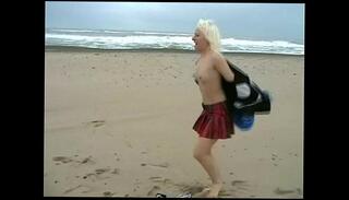 Video 16474555: blonde beach babe, babe public flashing