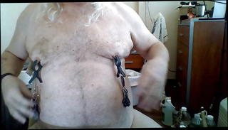 Video 1426488801: bdsm clamped, clamps masturbation, nipple clamps, daddy bdsm, gay bdsm, old man bdsm, fat bdsm, bdsm mature, hd bdsm