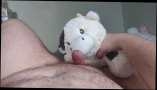 Watch the video about Plushie cow milks my udder, triple orgasm