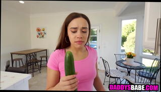 Watch the video about Stepdaughter sucks cucumber before blowing stepdad