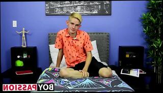 Watch the video about Skinny little twink with big fat dick tugs after interview