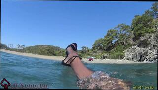 Watch the video about Highheel and pantyhose on the beach