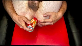 Watch the video about A can of cool drink, right in the anus! How do you like it?