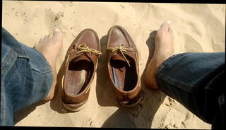 Video 1616313425: feet shoeplay, bare feet cock, gay male feet, dick feet, beach feet, shoes cock