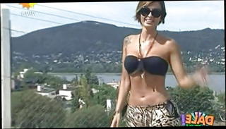 Video 1421421501: silvina luna, bikini outdoors, brunette bikini, blonde bikini, straight celebrity