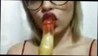 Video 1179954401: whore sucks dildo, lusty dildo, sucking big dildo, straight dildo