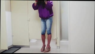 Video 1571430475: pissing peeing, tranny pee, shemale pee, pee jeans wetting, bathroom pee, heels pee, tranny shemale trans