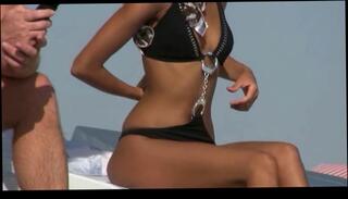 Video 21636704: hot tie strips, beach stripping