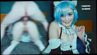 Watch the video about Cat girl Rem seduced Subaru to fuck her tight holes - Anal Cosplay Re Zero Spooky Boogie