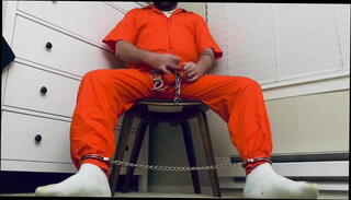 Watch the video about Jail jack off in sweaty crew socks and handcuffs bondage