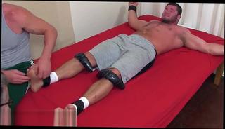 Video 1048744604: dom torments, bound tormented, bdsm threesome, bdsm fetish, bound hunk, gay muscle threesome, tickle torment, bound muscular, two doms